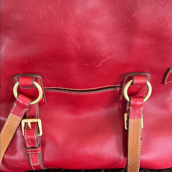 Dooney & Bourke Red Leather Shoulder Bag with Gold Accents - Picture 7 of 8